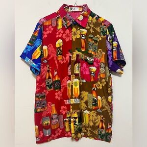VHO Funky Hawaiian Beer Short Sleeve Button Down Shirt Medium R1